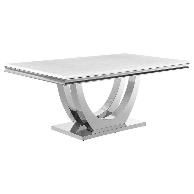 Coaster Furniture Kerwin 111101 Rectangular 71-inch Stone Top Dining Table – White