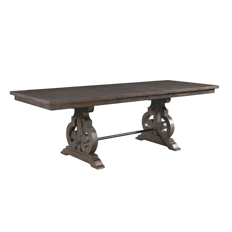 Elements International Stone DST190CDTB Counter Height Dining Table – Smokey Walnut