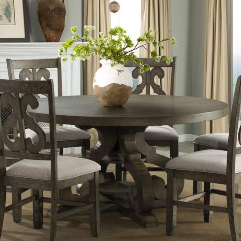 Elements International Stone DST380DT Round Dining Table – Grey
