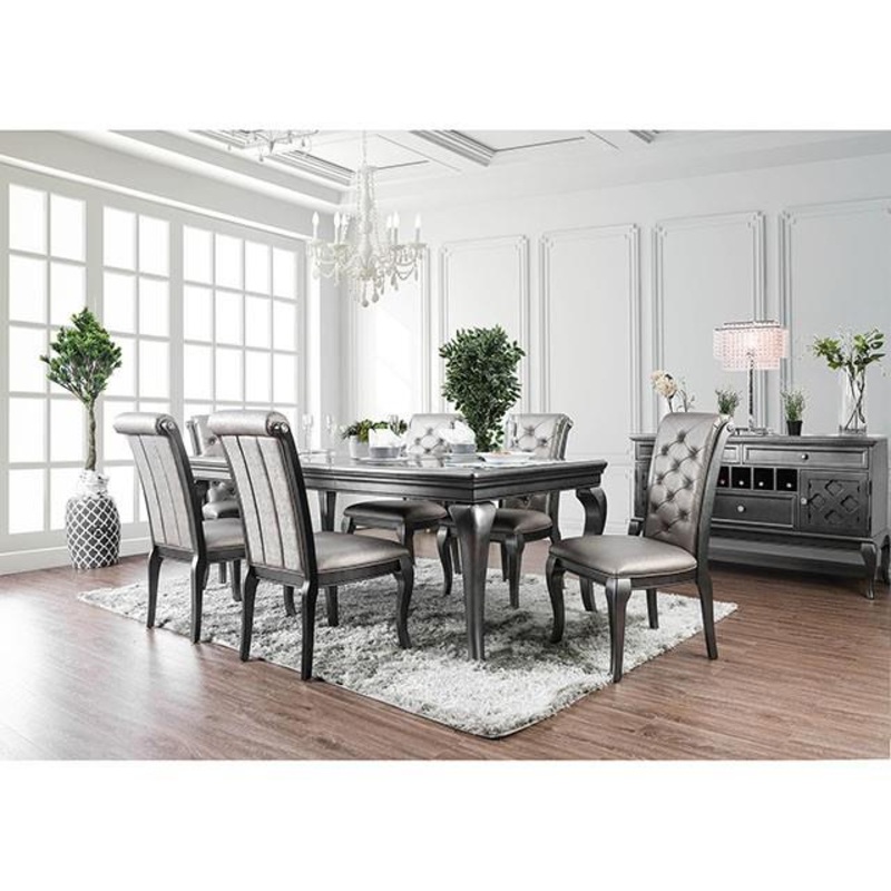 Furniture of America Amina Dining Table with Glass Top CM3219GY-T