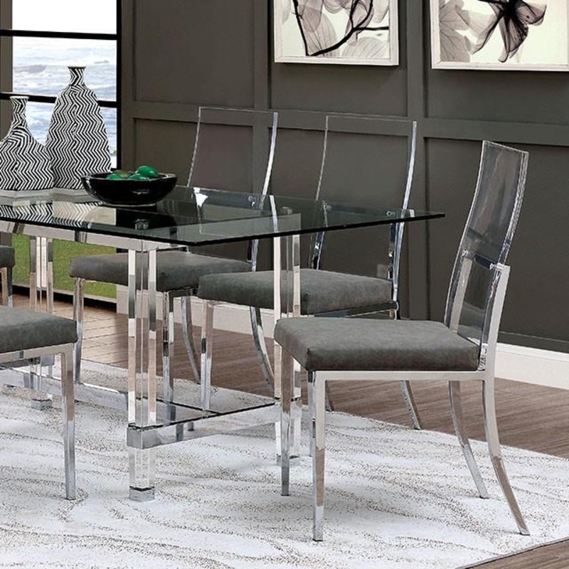 Furniture of America Casper Dining Table with Glass Top and Trestle Base CM3654T-TABLE