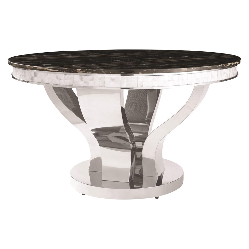 Coaster Furniture Anchorage 107891 Round 51-inch Glass Top Dining Table – Chrome
