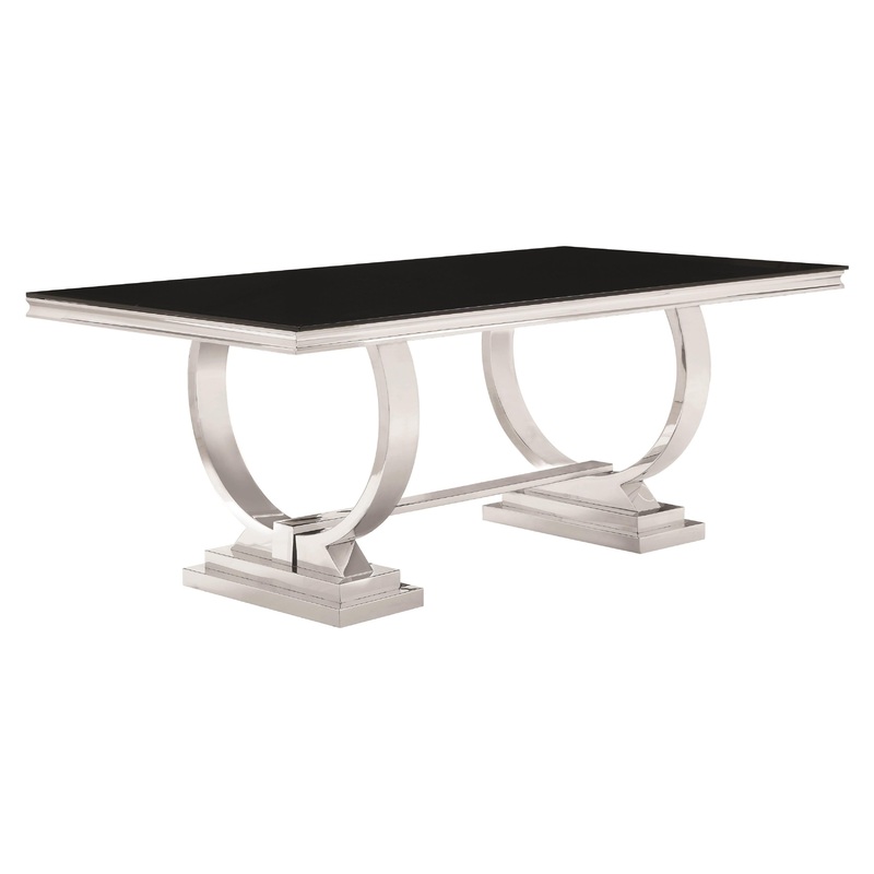Coaster Furniture Antoine 107871 Rectangular 95-inch Glass Top Dining Table – Black