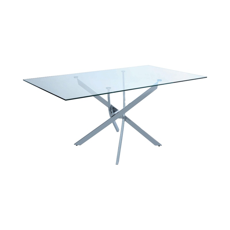 Coaster Furniture Carmelo 107931 Rectangular 66-inch Glass Top Dining Table – Chrome