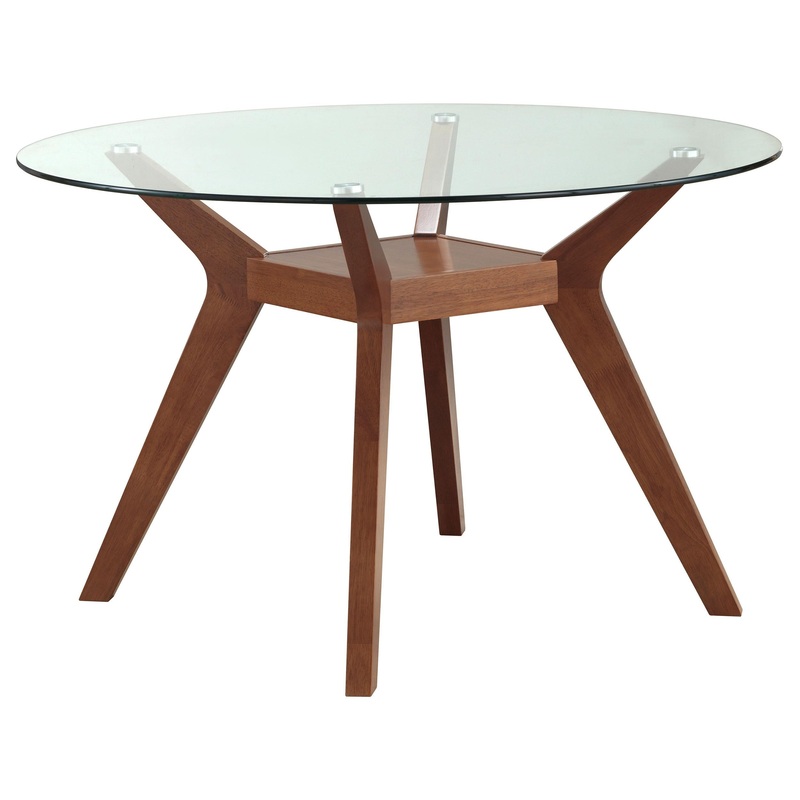 Coaster Furniture Paxton 122180BG Round 48-inch Glass Top Wood Dining Table – Nutmeg