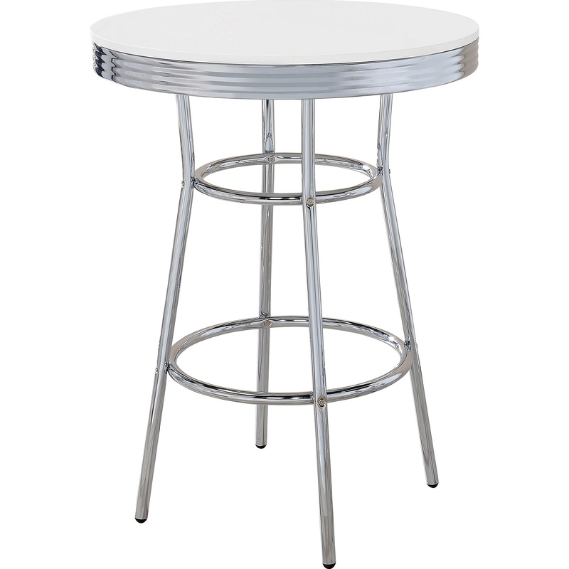 Coaster Furniture Retro 2300 Round 30-inch 1950’s Bistro Pub Height Bar Table – White