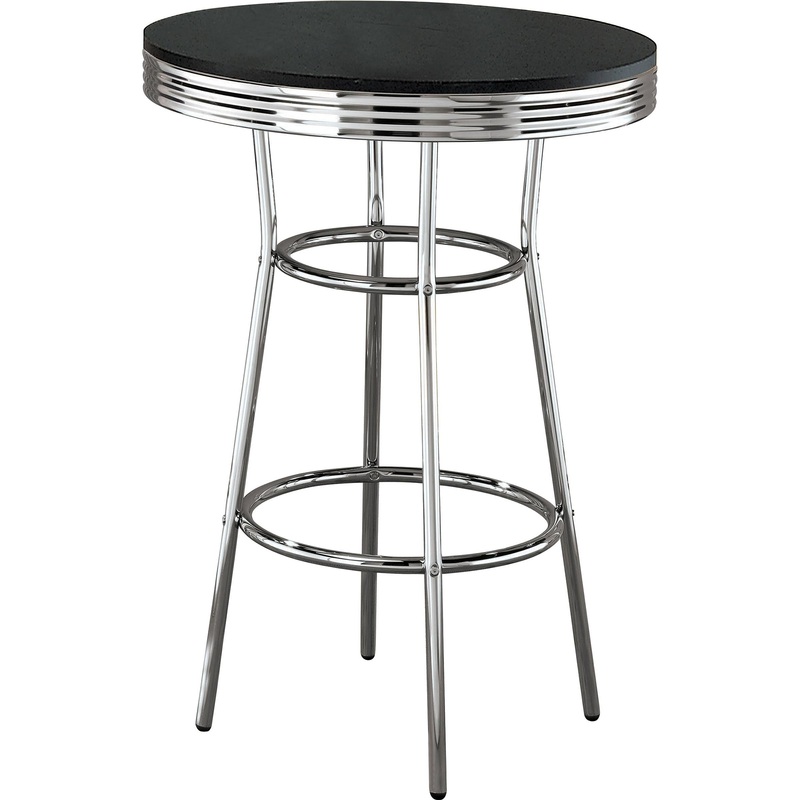Coaster Furniture Retro 2405 Round 30-inch 1950’s Bistro Pub Height Bar Table – Black