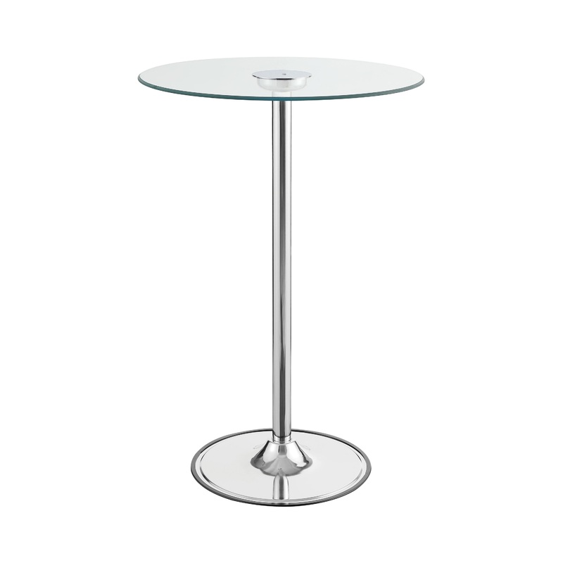 Coaster Furniture Thea 122400 Round 28-inch Glass Top LED Bistro Bar Table – Chrome