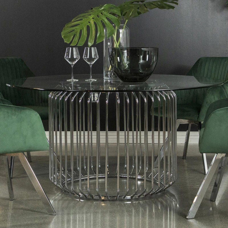Coaster Furniture Veena 193430BG Round 60-inch Glass Top Metal Dining Table – Chrome