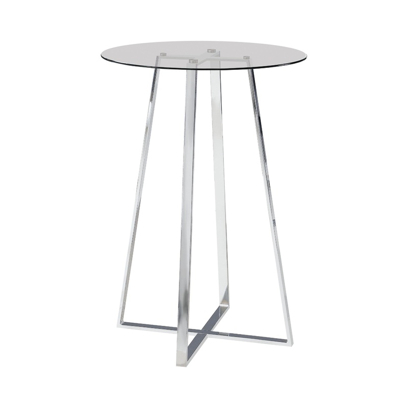Coaster Furniture Zanella 100026 Round 30-inch Glass Top Bistro Bar Table – Chrome