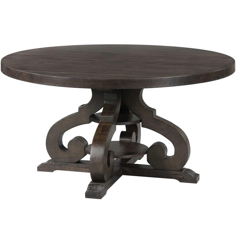 Elements International Round Stone Dining Table with Pedestal Base DST180DT