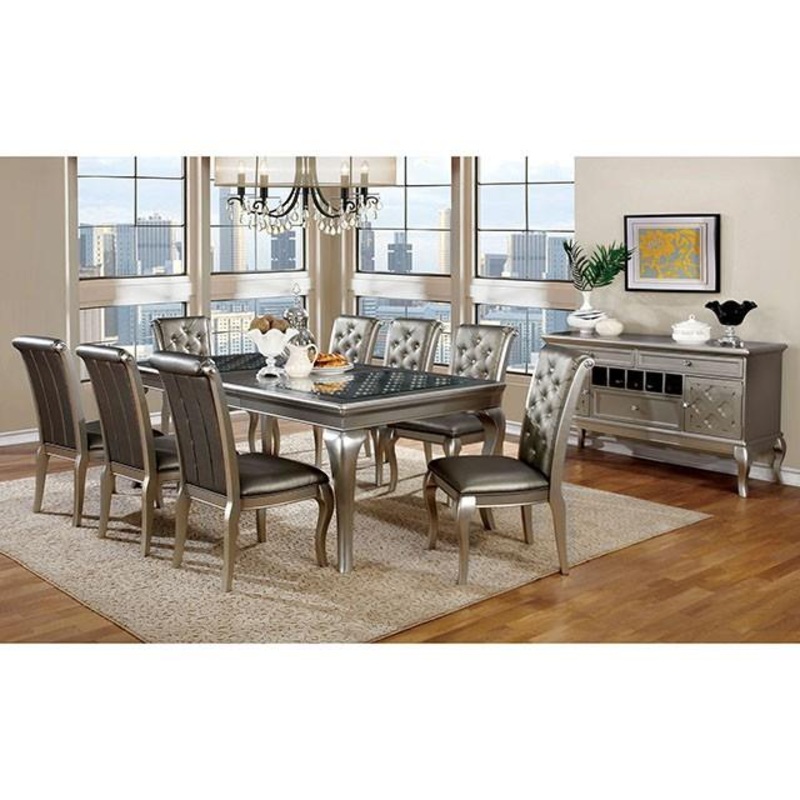 Furniture of America Amina Dining Table with Glass Top CM3219T