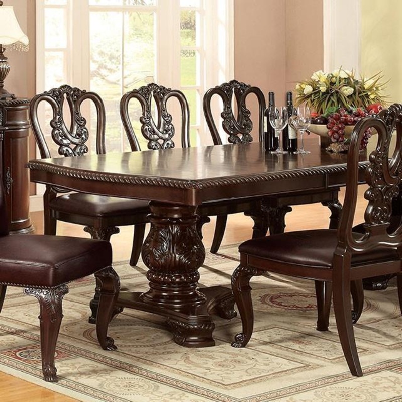 Furniture of America Bellagio Dining Table with Pedestal Base CM3319T-TABLE
