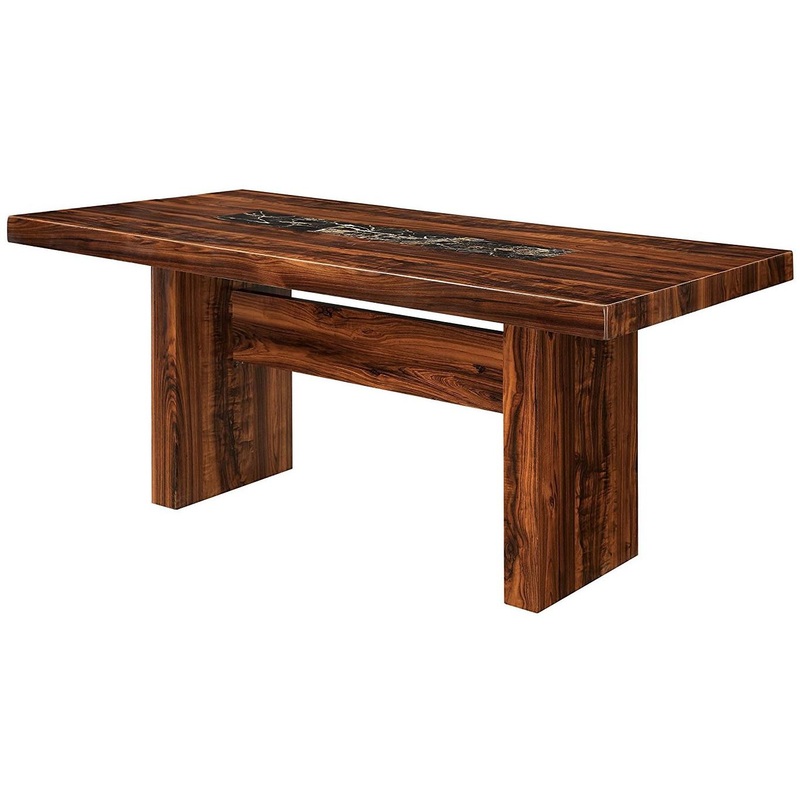 Furniture of America Bonneville Dining Table with Faux Marble Top and Trestle Base CM3824T-TABLE