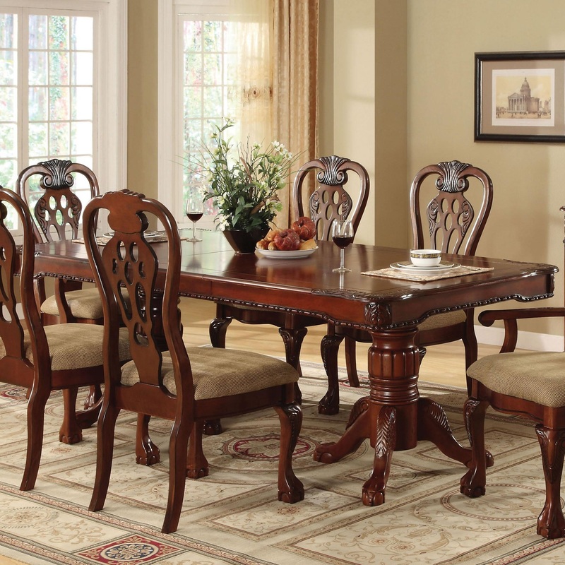Furniture of America Georgetown Dining Table with Pedestal Base CM3222T-TABLE