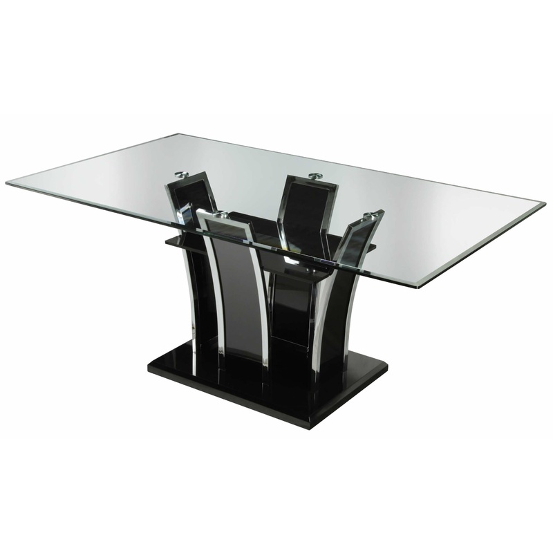 Furniture of America Glenview Dining Table with Glass Top and Pedestal Base CM8372BK-T-TABLE