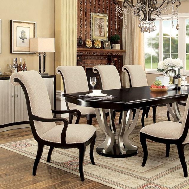 Furniture of America Ornette Dining Table with Pedestal Base CM3353T-TABLE