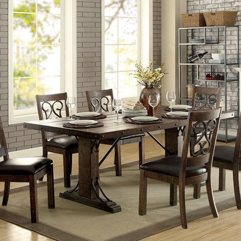 Furniture of America Paulina Dining Table with Pedestal Base CM3465T