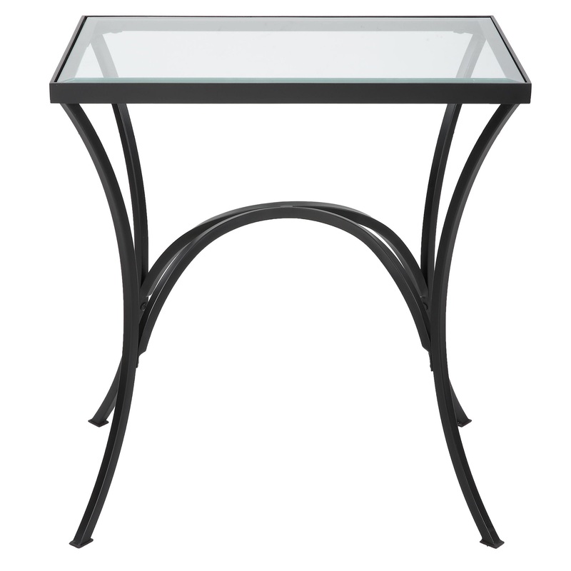 Alayna – Metal & Glass End Table – Black