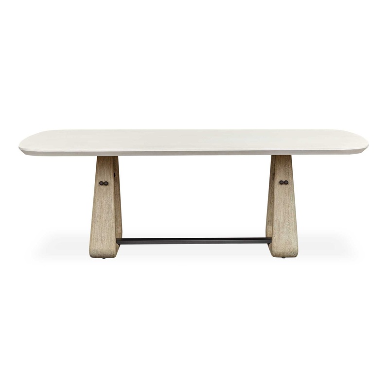 Circa – Concrete Outdoor Dining Table – White / Woodtone