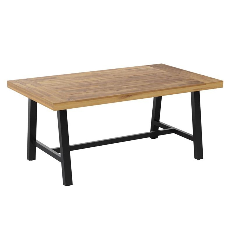 Flash Furniture – Acacia Wood Patio Table – Natural / Black