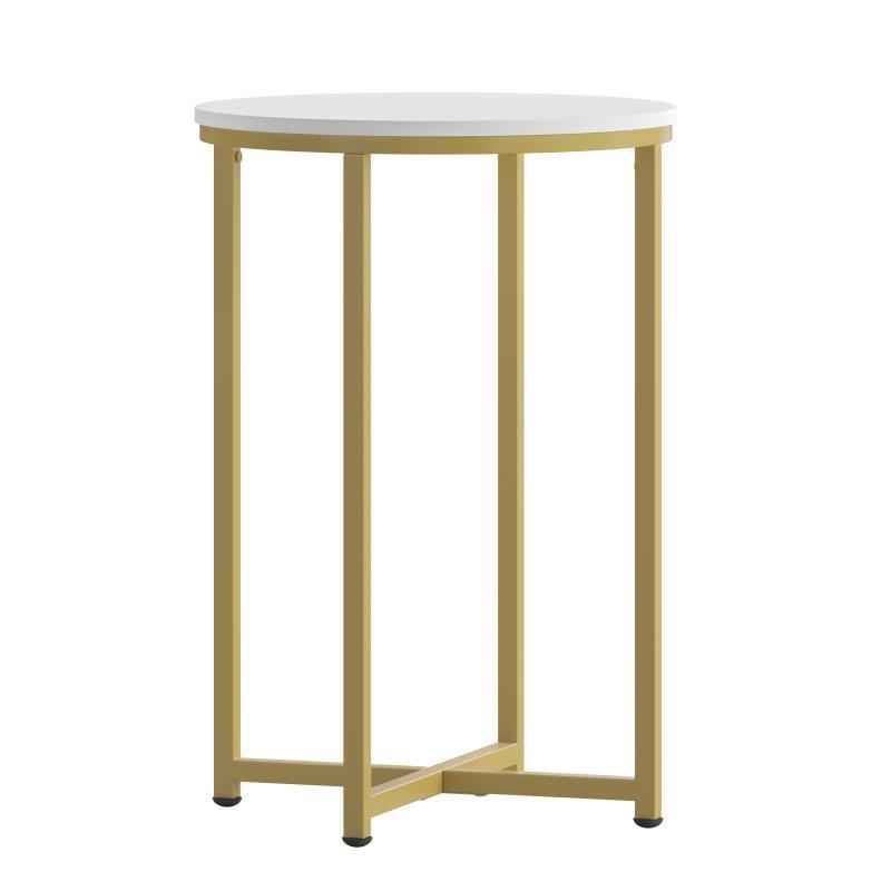 Flash Furniture – End Table With Gold Frame – White