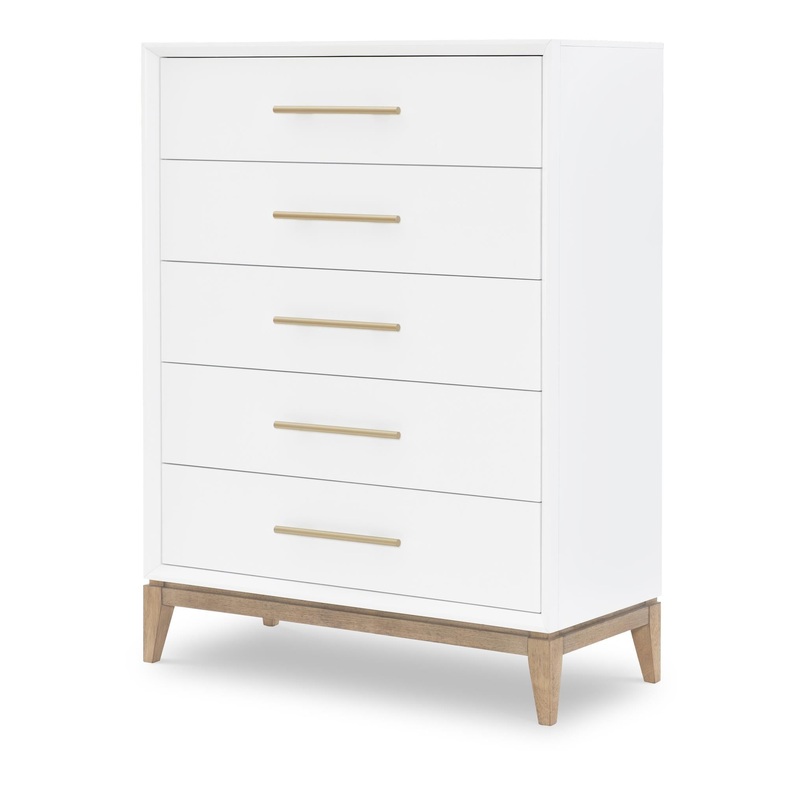 Melrose – Drawer Chest – Cloud White And Desert Oak