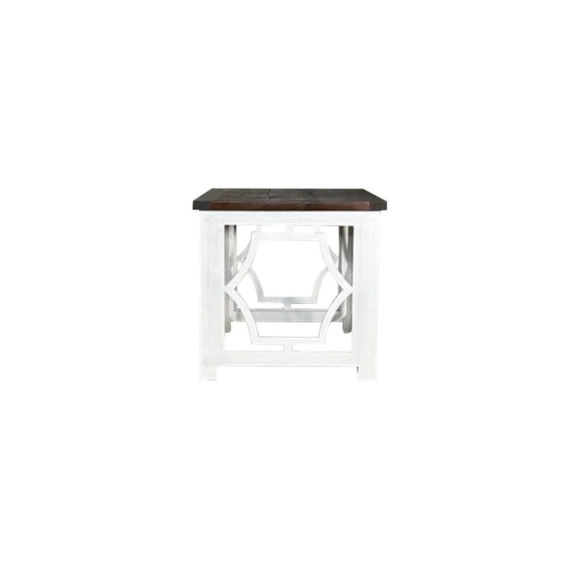 Split Nickel – Melanie End Table Linen Top – Walnut