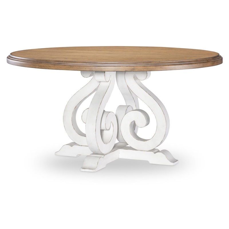 Vintage Market – Round Dining Table – Barnwood Oak And Picket Fence