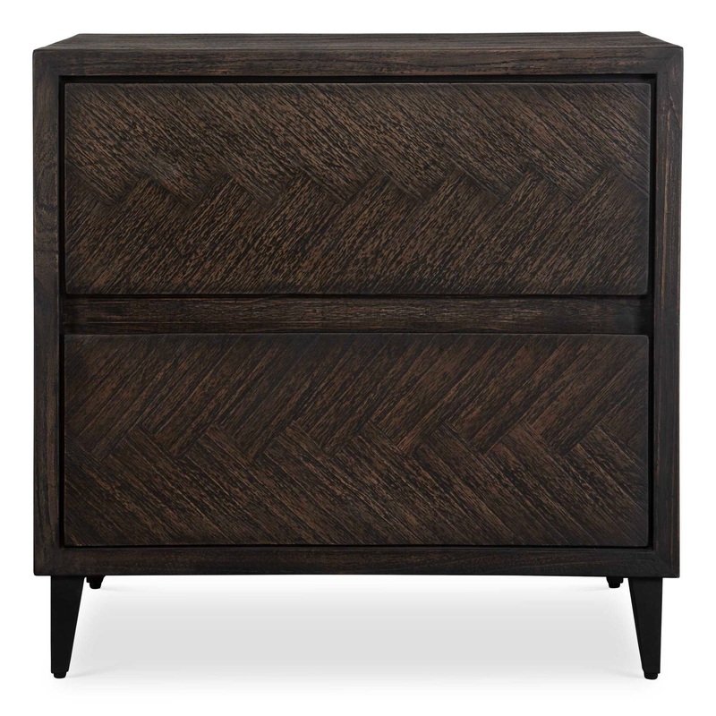 Abba – Herringbone Accent Chest – Dark Brown
