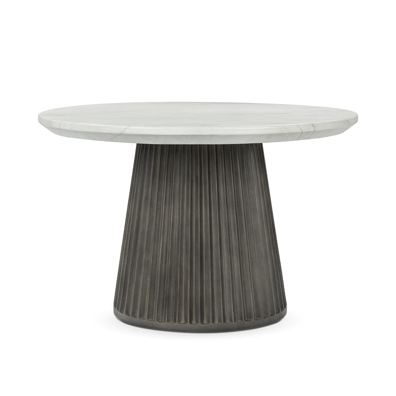 Caspia – 47″ Outdoor Round Dining Table – White / Dark Gray