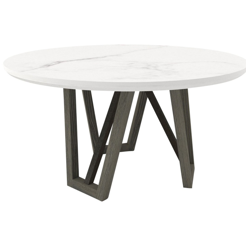 Pure Modern – 54″ Dining Round Table With Wood Base – Moonstone