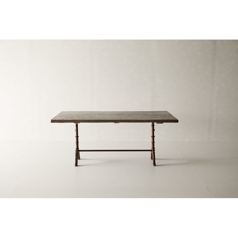 Reclaimed Elm Dining Table w/ Cast-Iron Base