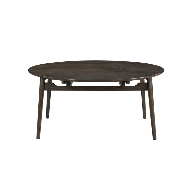 Rex – 65″ Round Table With Self Storing Leaves – Walnut