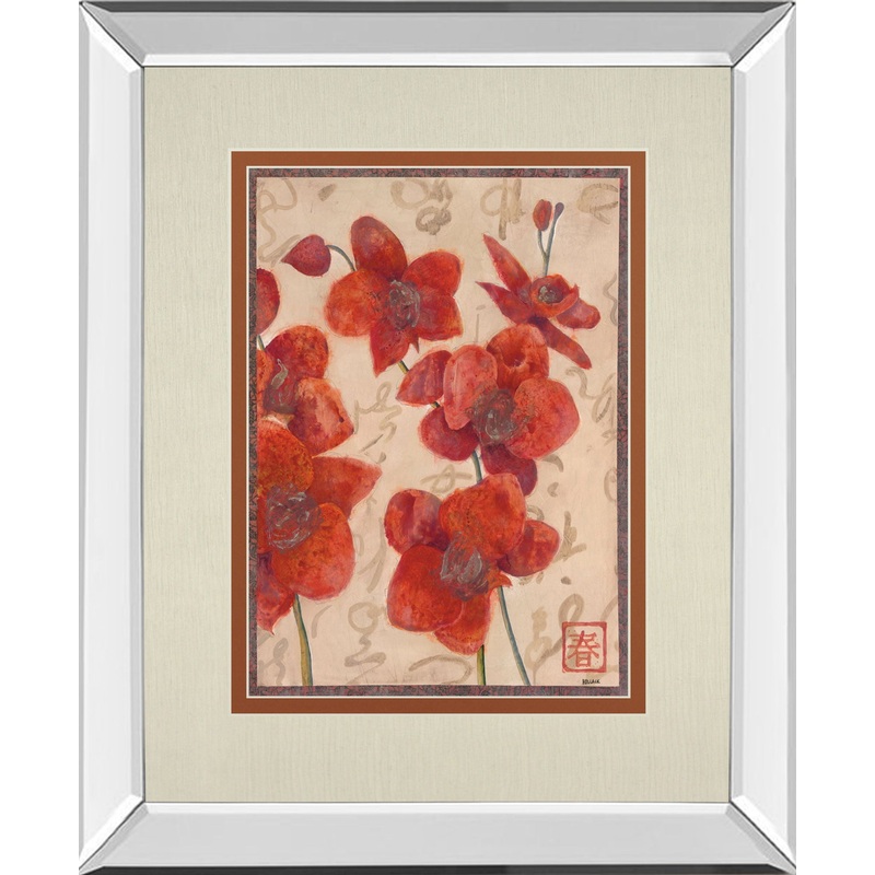 Asian Orchid I By Hollack – Mirror Framed Print Wall Art – Red