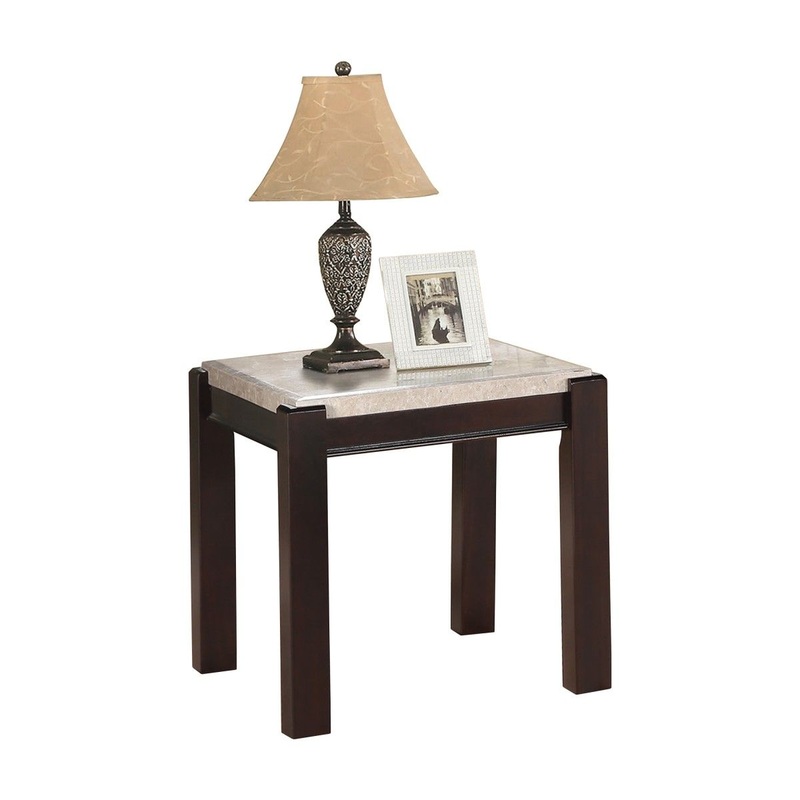 Festus – End Table, Marble Top – Cherry / Taupe