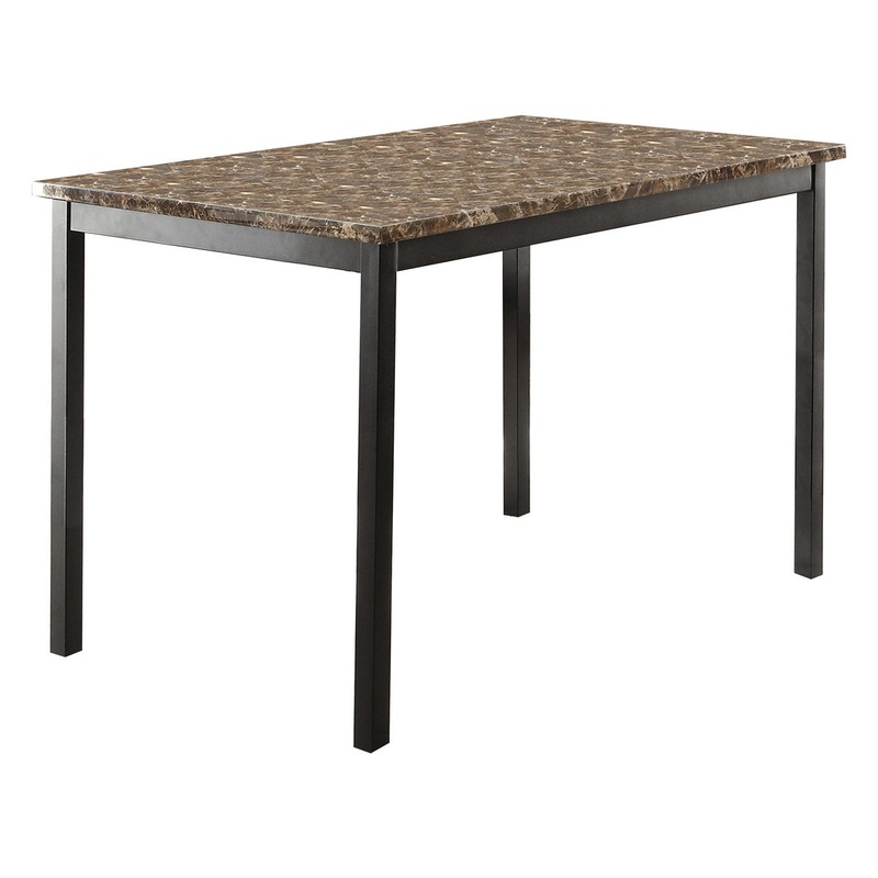 Flannery – Dining Table WIth Faux Marble Top – Brown / Black