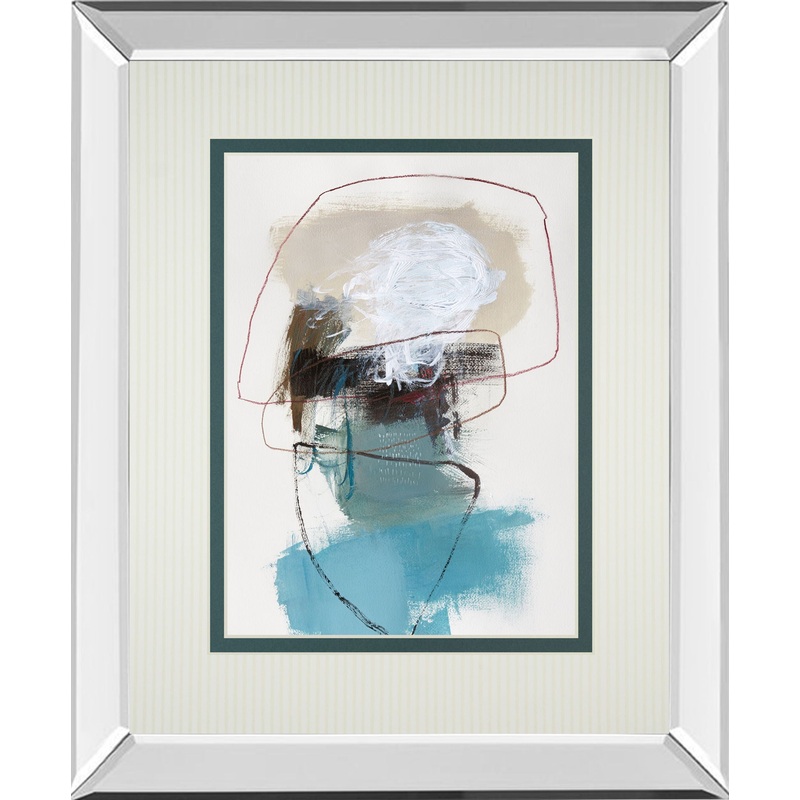 In The Middle II By Barnes Mirrored Frame – Blue