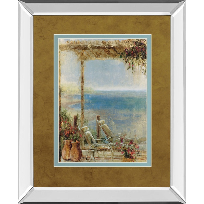 Ocean Retreat Il By Stiles – Mirror Framed Print Wall Art – Blue