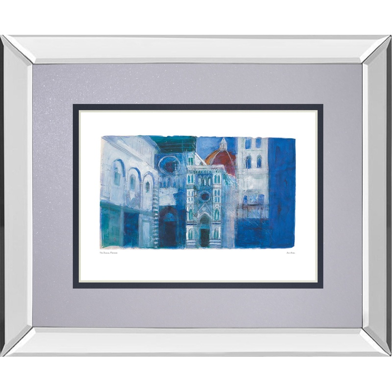 The Duomo, Florence By Ann Oram – Mirror Framed Print Wall Art – Blue