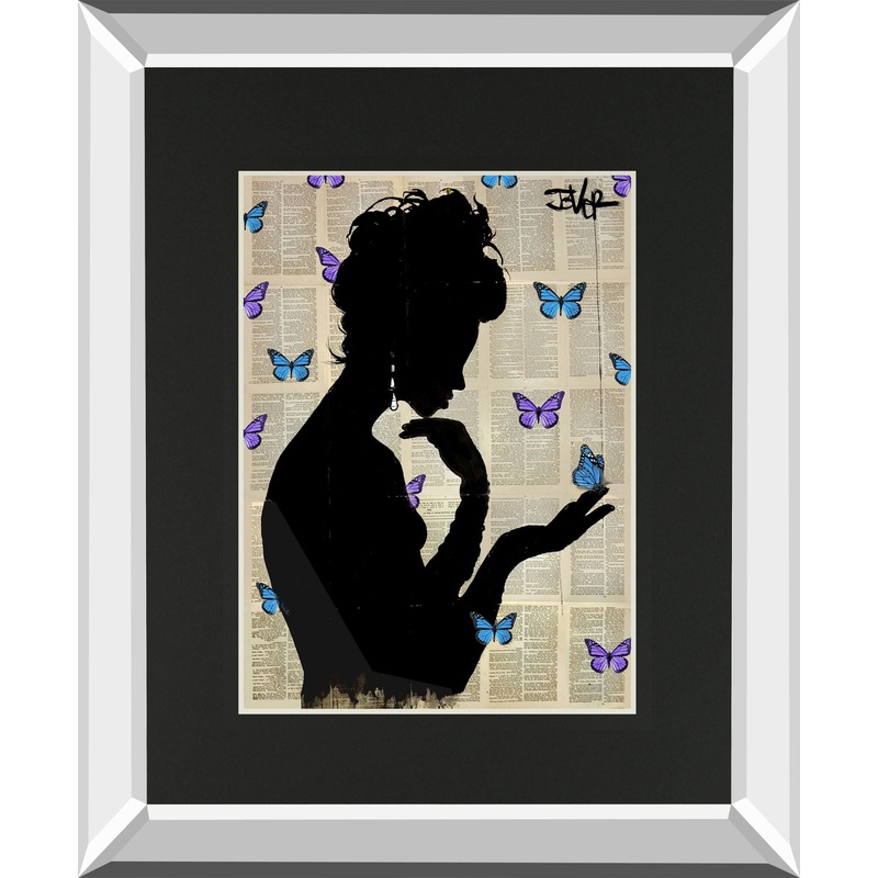 Blue Butterflight By Loui Jover Mirrored Frame – Black