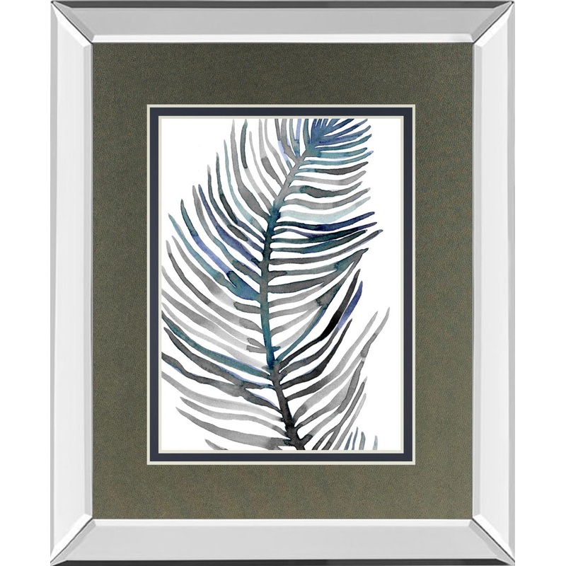 Blue Feathered Palm III By Emma Scarvey – Dark Gray