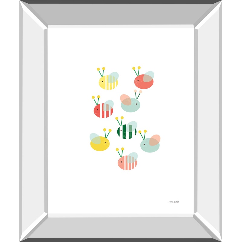 Bumblebee Friends By Ann Kelle – Mirror Framed Print Wall Art – White