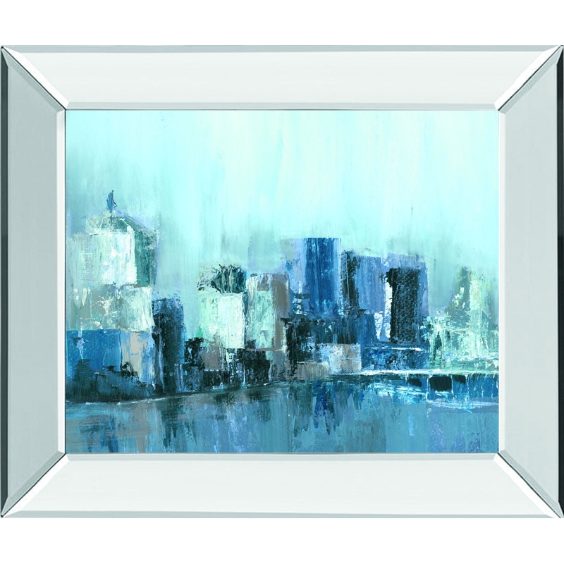 Citlylines By Jones, Cy – Mirror Framed Print Wall Art – Blue