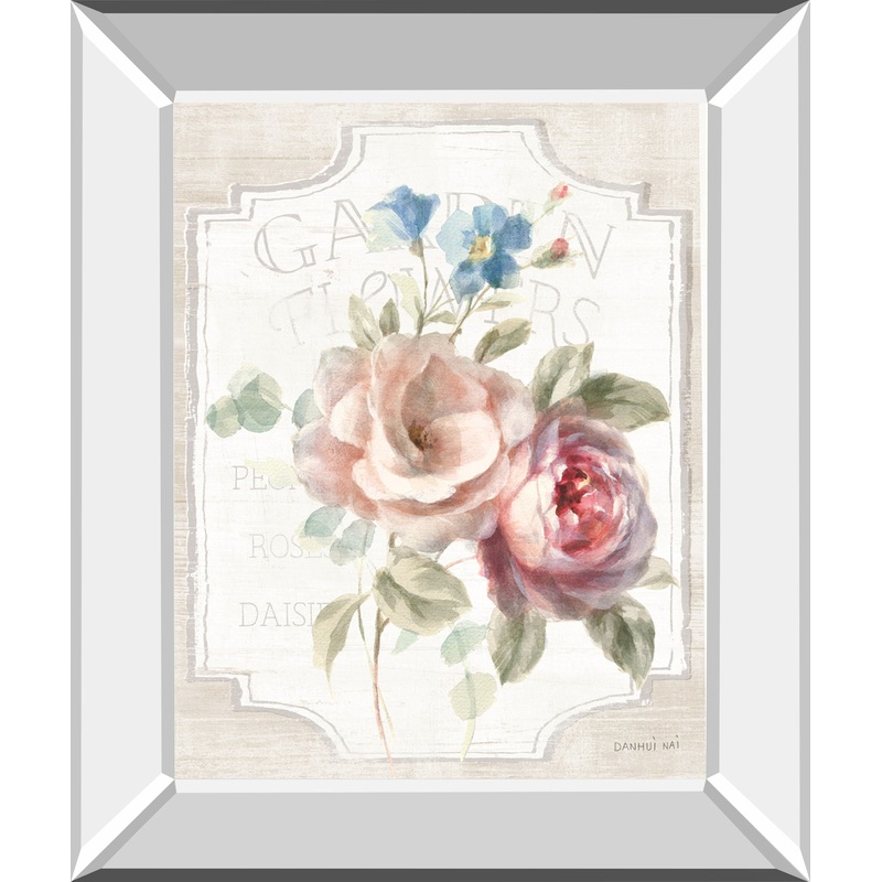Cottage Garden IV On Wood By Danhui Nai – Mirror Framed Print Wall Art – White