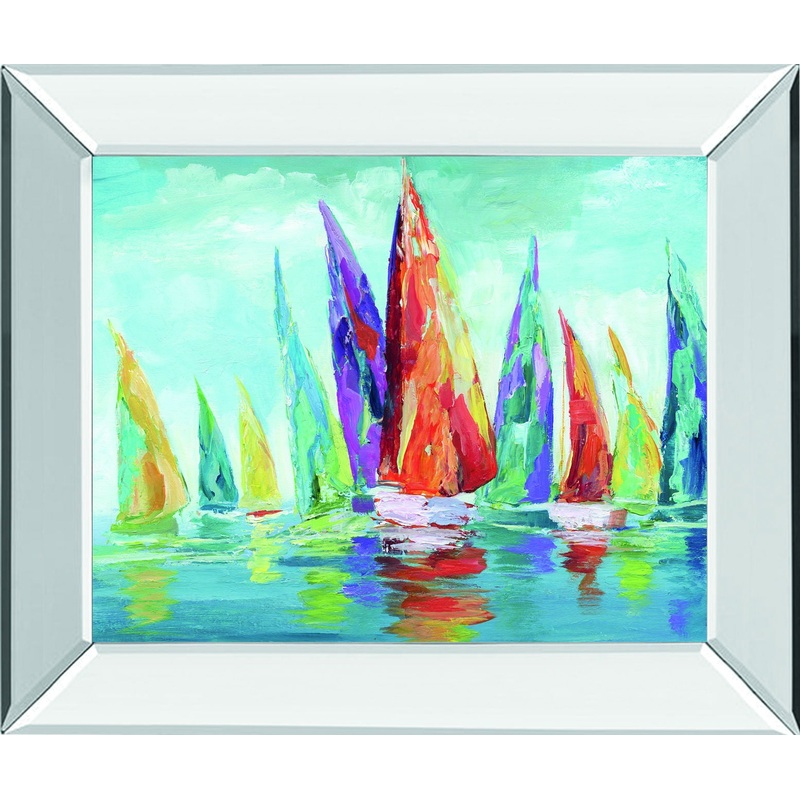Fine Day Sailing I By Nan – Mirror Framed Print Wall Art – Blue