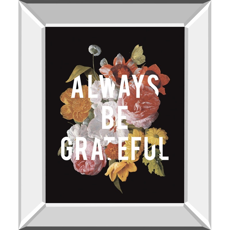 Floral Sentiment I Black By Wild Apple Portfolio – Mirror Framed Print Wall Art – Black