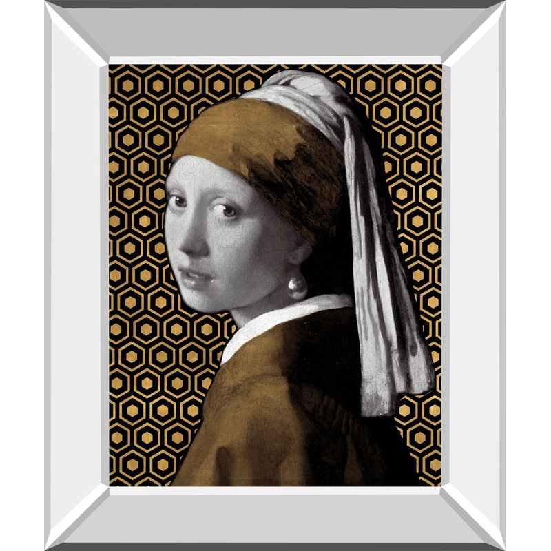 Gilded Earring (After Jan Vermeer) By Eccentric Accents – Mirror Framed Print Wall Art – Dark Brown