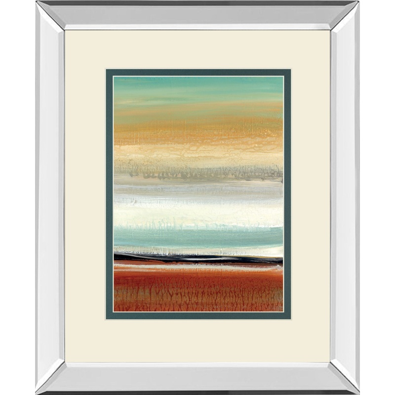 Horizon Lines II By Tesla Mirrored Frame – Light Brown