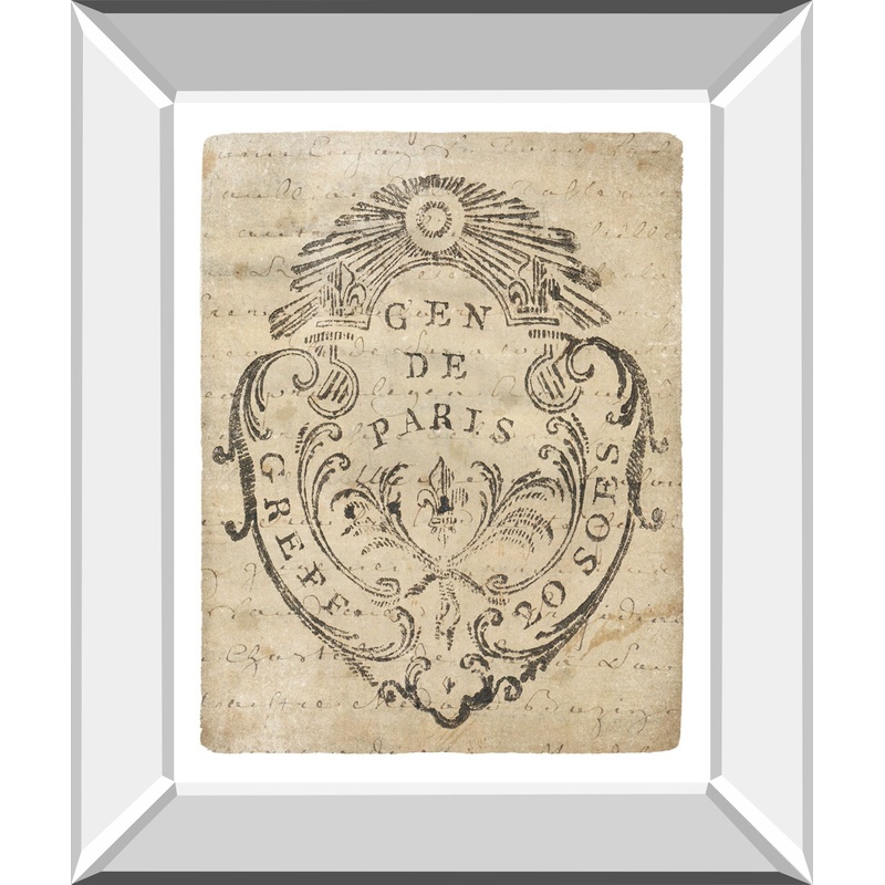 Letter Crest IIa Vintage V2 By Wild Apple Portfolio – Mirror Framed Print Wall Art – Beige
